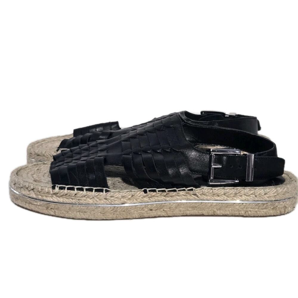 Womens Rebecca Minkoff Gabriel Black Leather Espadrille Sandals sz.7.5